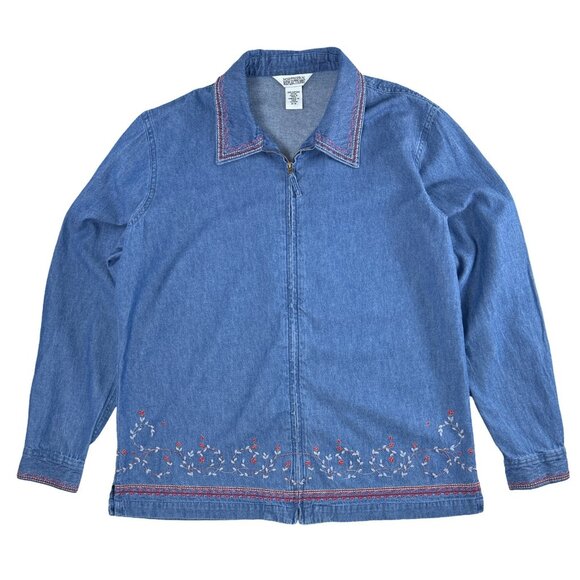 Northern Reflection Chambray Shacket Embroidered Women's Medium - Picture 2 of 12